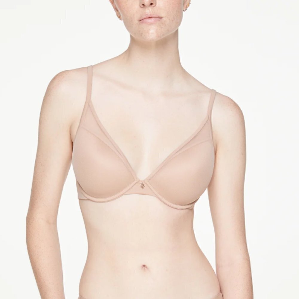 ThirdLove Taupe Nude 24/7 Classic Uplift Plunge Mesh Bra 36B